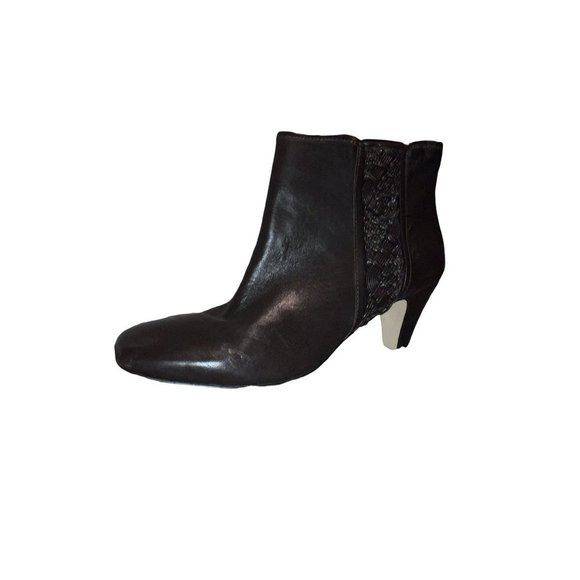Alex Marie Alisa Dark Brown Braided Leather Ankle Bootie-Size 7 - Picture 3 of 10